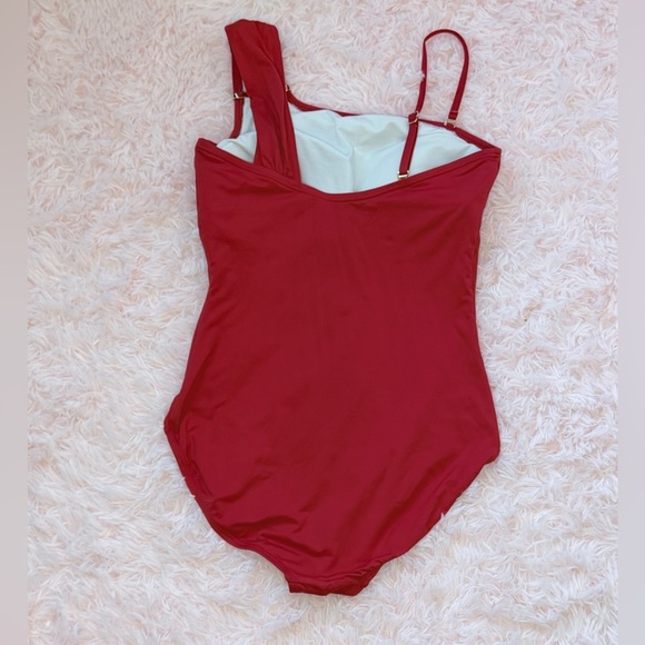 MICHAEL Michael Kors Red One-Shoulder Swimsuit - Picture 2 of 3